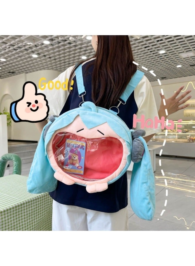 Kawaii Anime Hatsune Miku Cosplay Plush Backpack Ita Bag Women Bag Shool Student Men Velvet Shoulder Bag Girl Gift - Image 3
